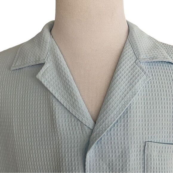 Men's Casual COOFANDY Blue Waffle Button Down Shirt Size XL NWOT - Picture 6 of 9